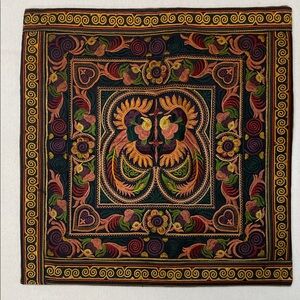 Colorful Embroidered Square Throw Pillow Cushion Case Set 17”x17.5” with Zipper